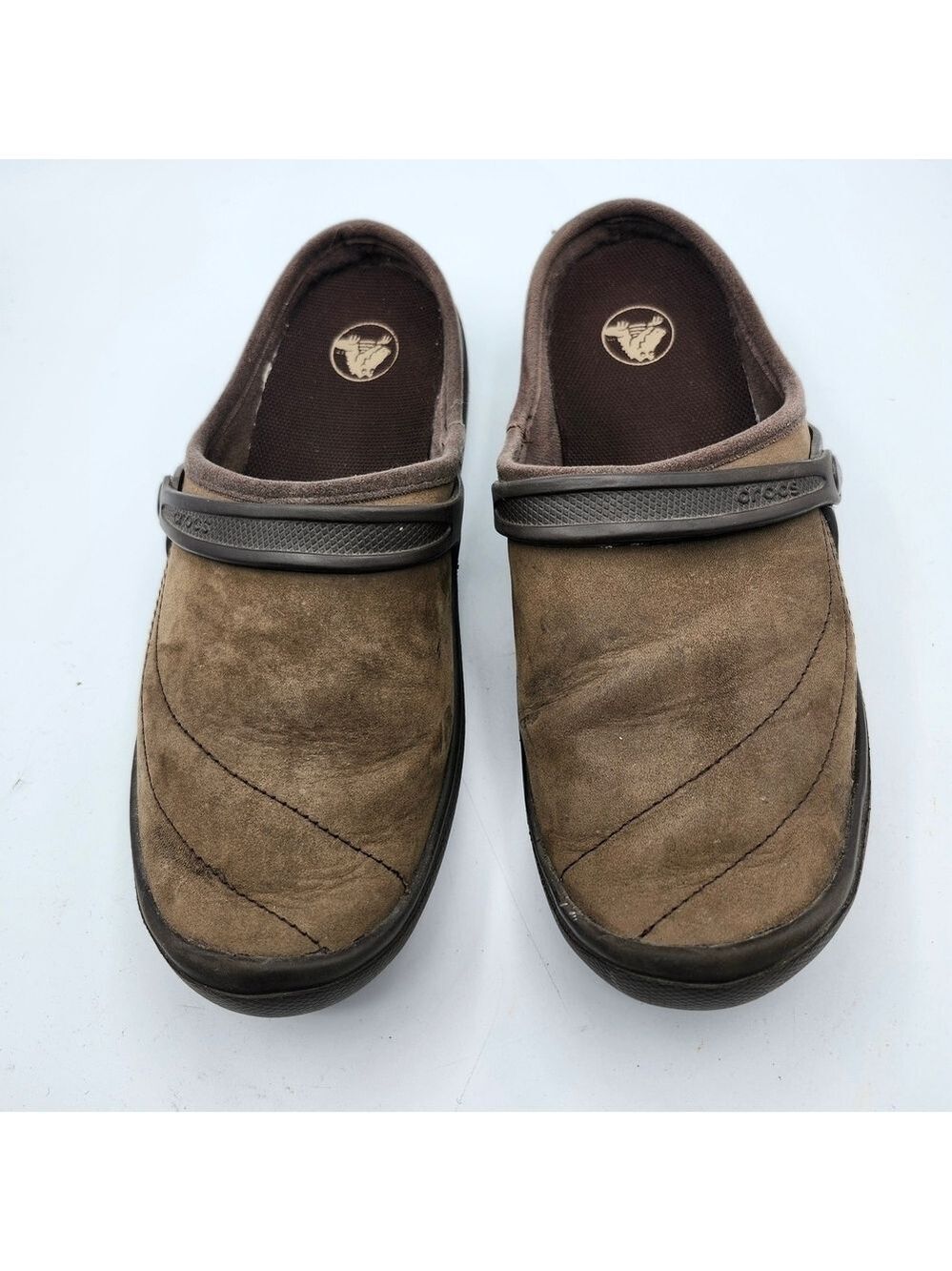 CROCS Brown 2 Tone Mules with Strap Sz 8W